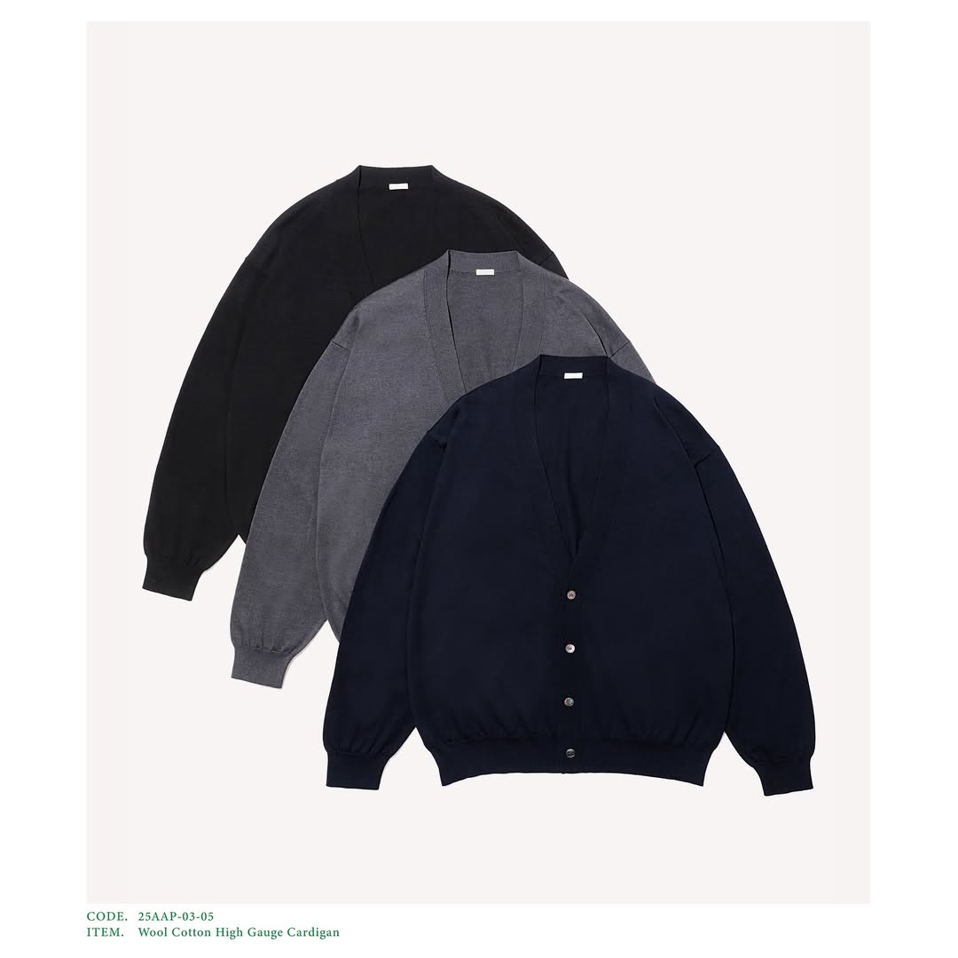 A.PRESSE 25AW Wool Cotton High Gauge Cardigan